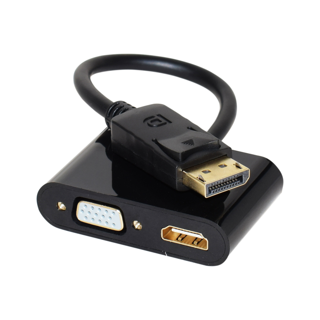 DisplayPort (DP) to HDMI to VGA 2 in 1 Adapter Converter 4K 1080P